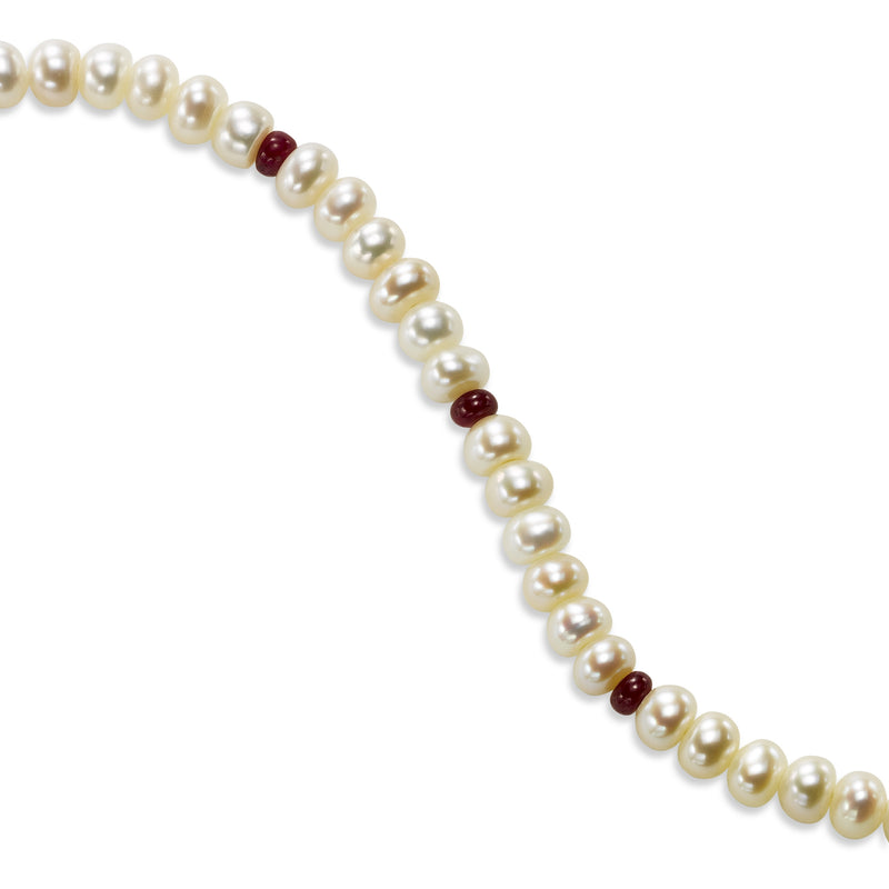 Freshwater Cultured Pearl and Garnet Bracelet, Sterling Silver