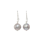 Grey Baroque Pearl Dangle Earrings, Sterling Silver