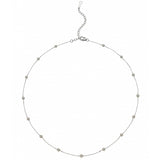 Akoya Cultured Pearl Station Necklace, 18 Inches, 14K White Gold