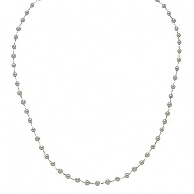 Akoya Cultured Pearl Station Necklace, 20.50 Inches, 14K White Gold