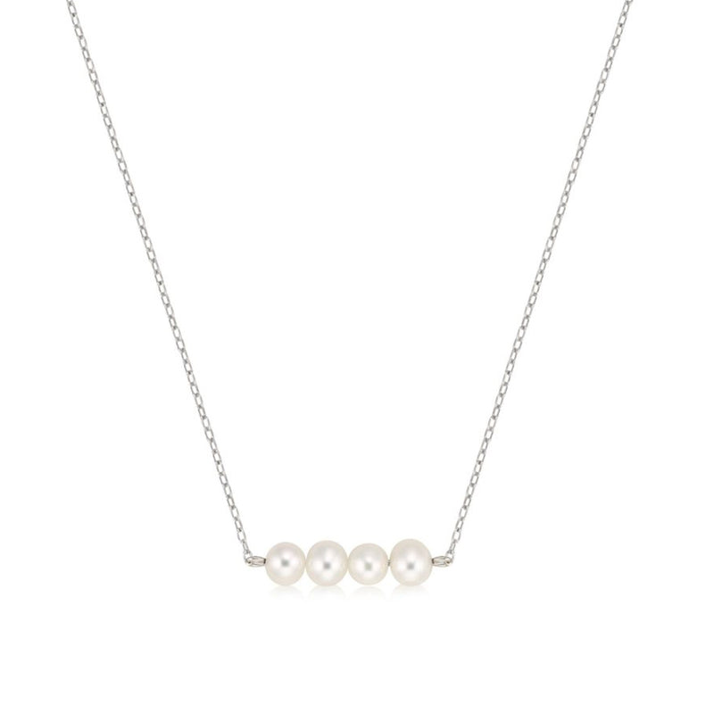 Freshwater Cultured Pearl Bar Necklace, Sterling Silver