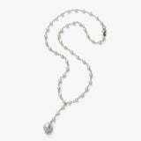 White Cultured Freshwater Pearl 17 Iinch Necklace with Drop