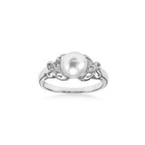 Freshwater Cultured Pearl and Diamond Ring, 14K White Gold