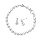 Child's Cultured Pearl Bracelet and Earrings Set, Sterling Silver