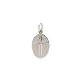 Oval Cross Charm, Sterling Silver