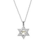 Leaf Engraved Star of David Pendant, Sterling Silver