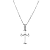 Cross with Flared Ends and Diamond Accent, 14K White Gold