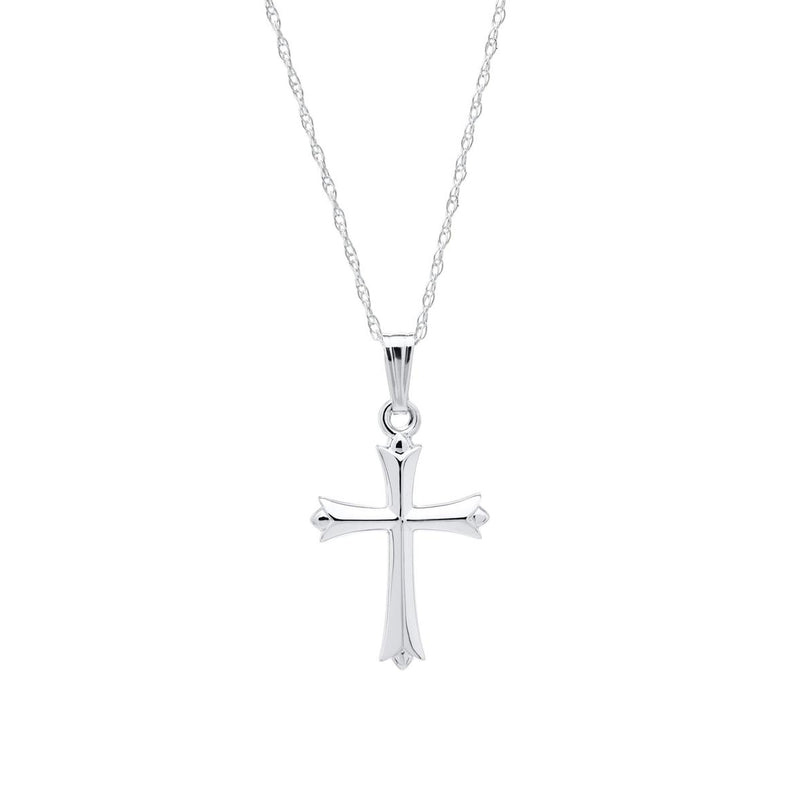 Cross with Pointed Tips, 14K White Gold