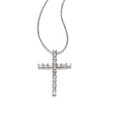 Baguette and Princess Cut Diamond Cross, 18K White Gold