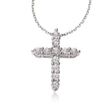Shared Prong Diamond Cross, 1 Carat, 14K White Gold