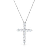 Shared Prong Diamond Cross, 1.50 Carats, 14K White Gold