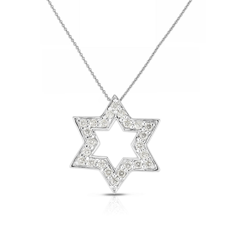 Open Diamond Star of David Pendant, .20 Carat, 14K White Gold