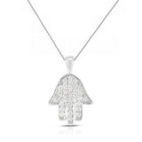 Diamond Hamsa Pendant, 14K White Gold