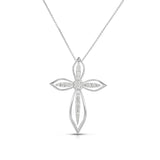 Graceful Open Design Diamond Cross, 14K White Gold