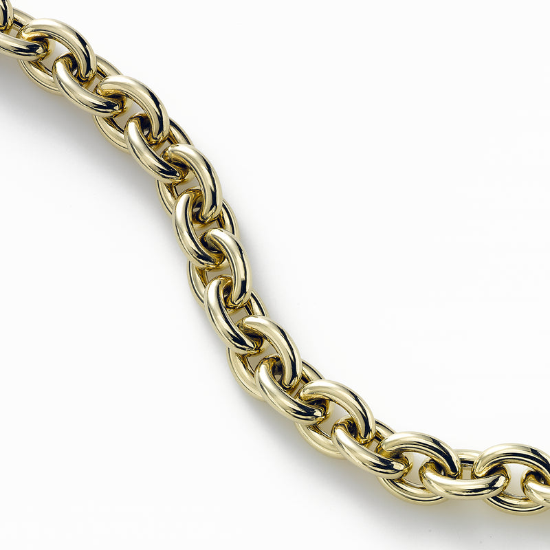 Polished Rolo Link Necklace, 18 Inches, 14K Yellow Gold