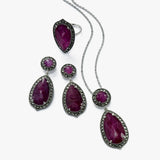 Swarovski Marcasite Earrings with Ruby Slices, Sterling Silver