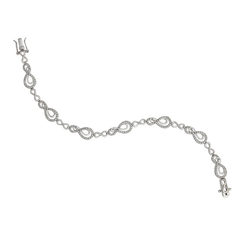 Figure Eight Link Diamond Bracelet, Sterling Silver