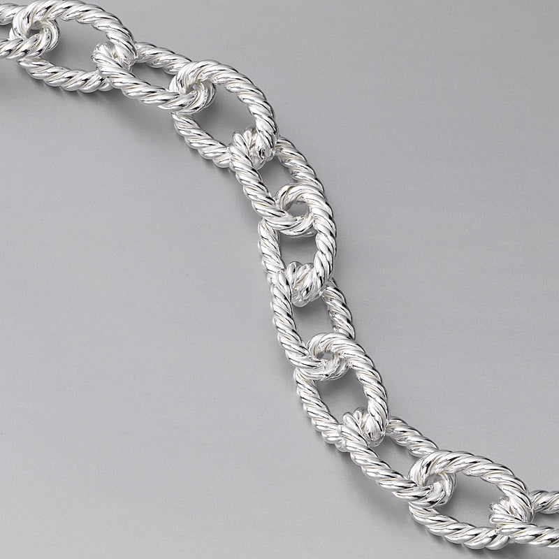 Twist Rope Link Bracelet, 8 Inches, Sterling Silver