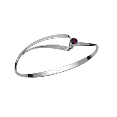 Ribbon Rhodolite Garnet Bangle Bracelet, Sterling Silver