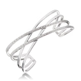 Double Criss Cross Diamond Cuff Bracelet, Sterling Silver