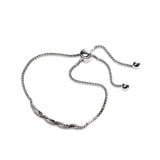 CZ Interlocking Adjustable Bracelet, Sterling Silver