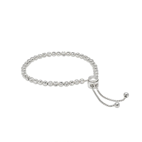 Adjustable Bead Bracelet, Sterling Silver with Platinum Plating