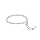 Adjustable Bead Bracelet, Sterling Silver with Platinum Plating