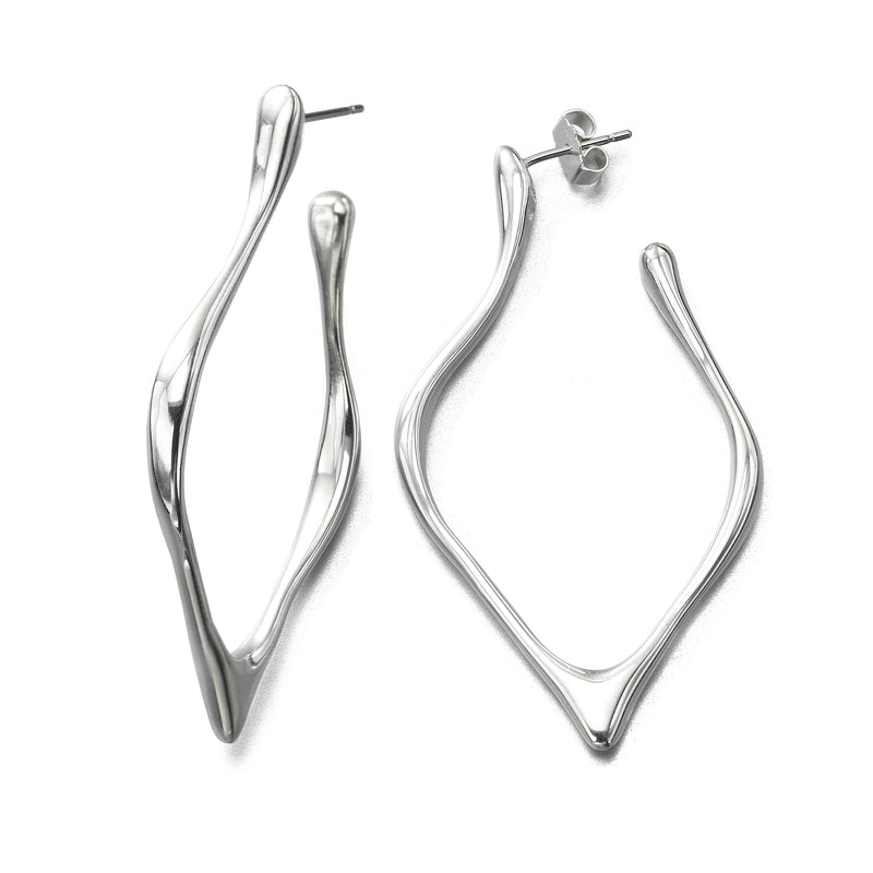 Large Sculpted Hoop, Sterling Silver