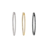 CZ Single Row Inside Out Hoop Earrings, 2 Inches, Yellow Gold Plating