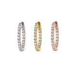 Inside Out CZ Hoops, 1 Inch, Sterling Silver in Black Rhodium