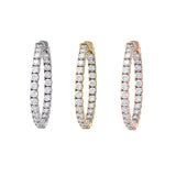 Inside Out CZ Hoops, 1.40 Inches, Sterling Silver with Rose Gold Plating