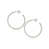 Hoop Earrings, 1.25 Inches, Sterling Silver with Sparkle Finish