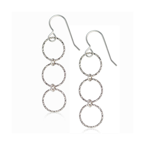 Triple Loop Dangle Earrings, Sterling Silver