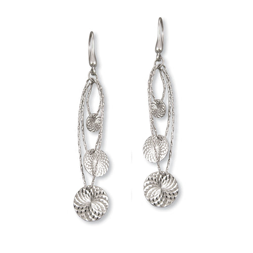 Triple Disc Dangle Earrings, Sterling Silver