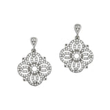 CZ Openwork Dangle Earrings, Sterling Silver