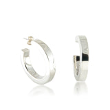 Medium Square Tube Hoop Earrings, Sterling Silver