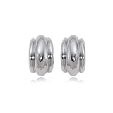 Triple Rib Open Hoop Earrings, Sterling Silver