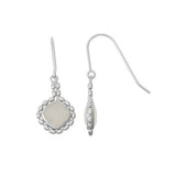 Bead Framed Square Moonstone Drop Earrings, Sterling Silver