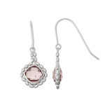 Bead Framed Square Amethyst Drop Earrings, Sterling Silver