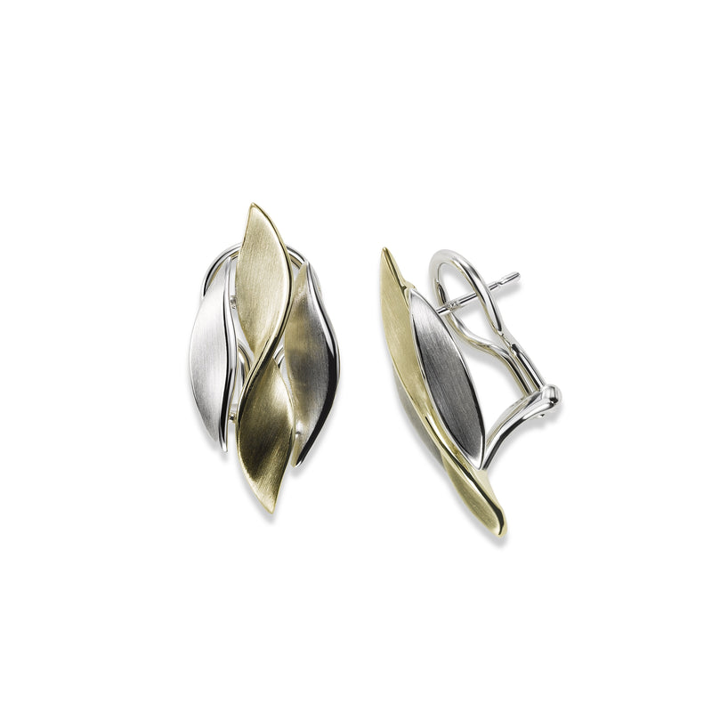 On-The-Ear Marquise Shape Earrings, Sterling SIlver and Vermeil