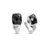 Cushion Cut Black Onyx Earrings, Sterling Silver
