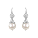 Freshwater Cultured Pearl and White Topaz Drop Earrings, Sterling Silver