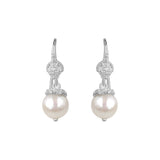Freshwater Cultured Pearl and White Topaz Drop Earrings, Sterling Silver
