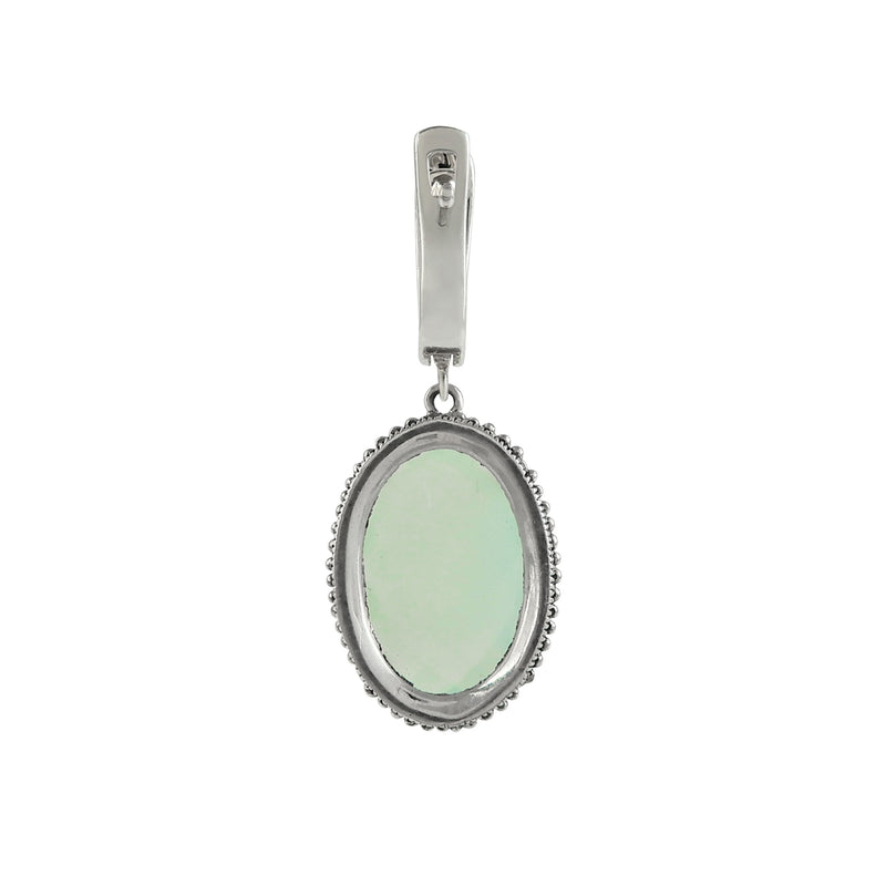 Apple Green Chalcedony and Marcasite Dangle Earrings, Sterling Silver