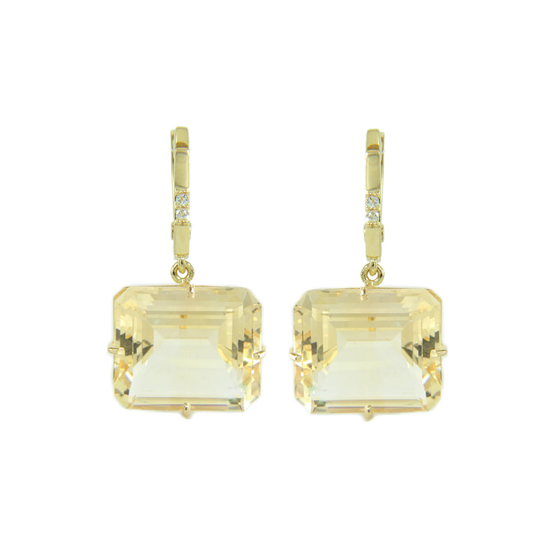 Light Citrine and White Topaz Drop Earrings, Vermeil