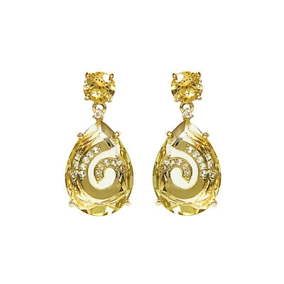 Citrine and White Topaz Drop Earrings, Sterling Silver and Vermeil