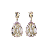 Pink Amethyst and White Topaz Drop Earrings, Vermeil