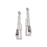 Triangle Shape CZ Dangle Earrings, Sterling Silver