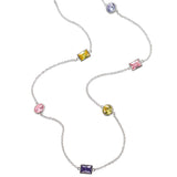 Multi-Color CZ Station Necklace, Sterling Silver