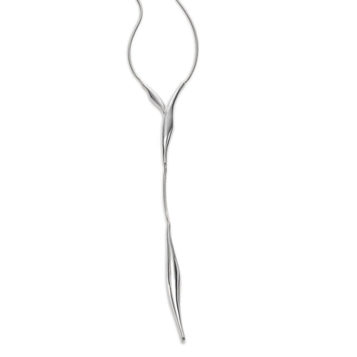 Y Style Necklace with Sculpted Design, Sterling Silver